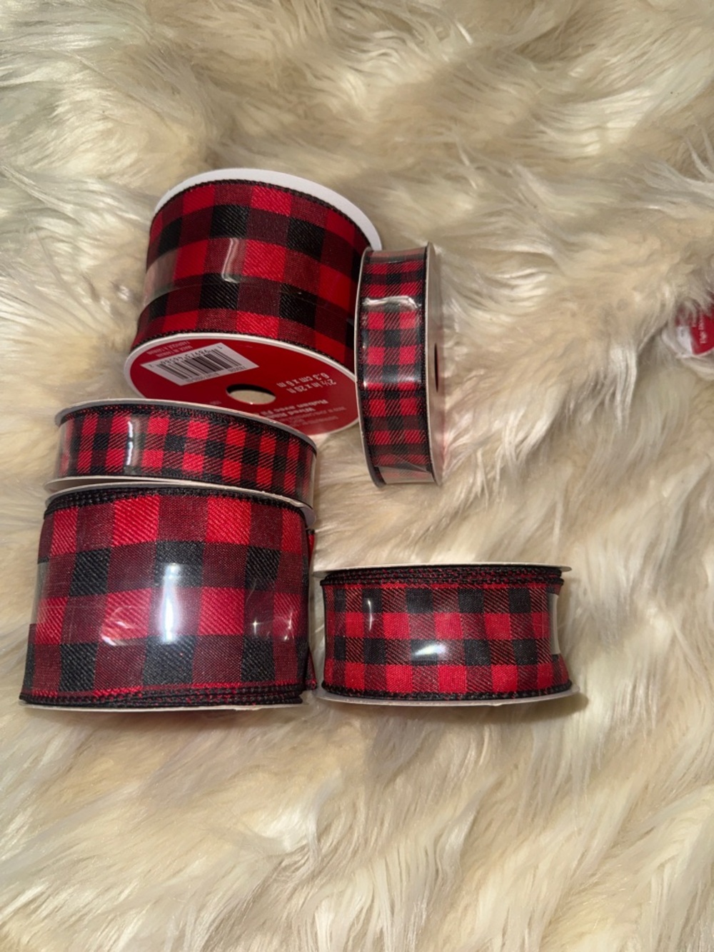 Red & Black Buffalo Plaid Ribbon Spools bundle